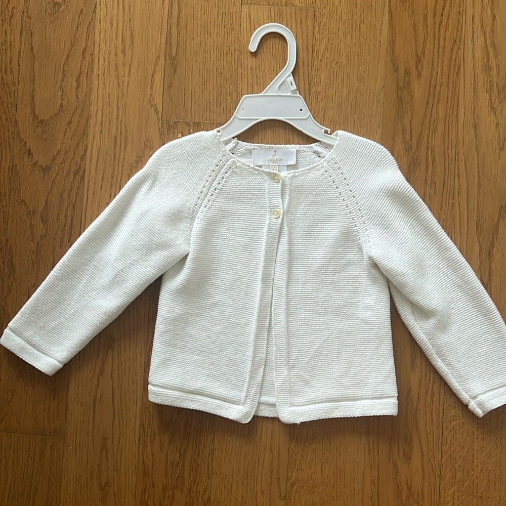COPY - Jacadi White Garter Stitch Cardigan size 24M